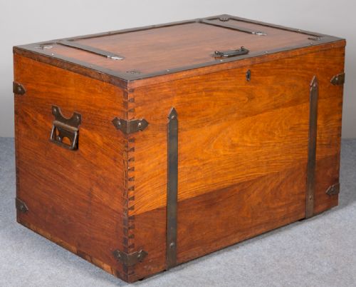 Antique Teak and Iron Bound Trunk