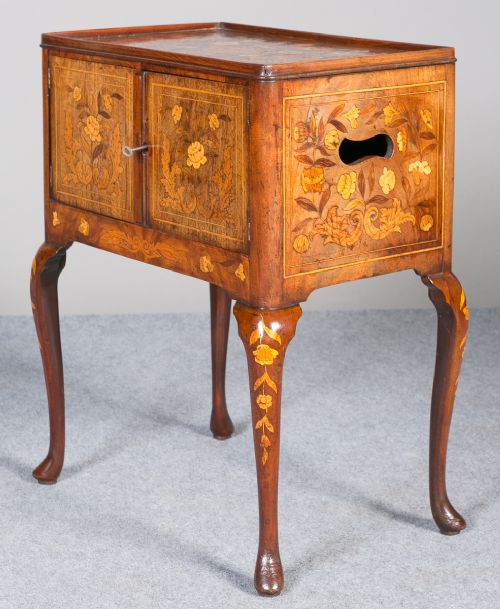 Antique Dutch Marquetry Nightstand/lamp Table.