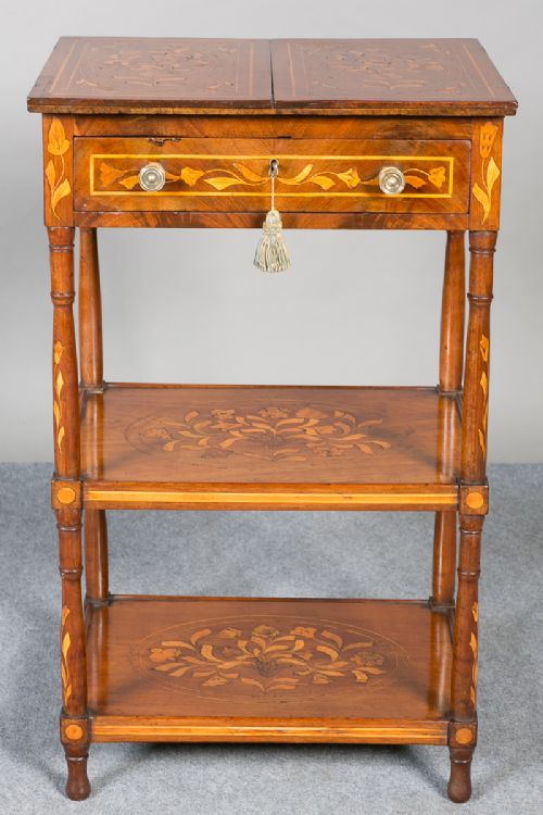 Early 19thc Dutch Marquetry 3 Tier Stand