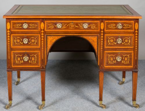 Fine Sheraton Revival Desk Attributed to Edwards & Roberts.