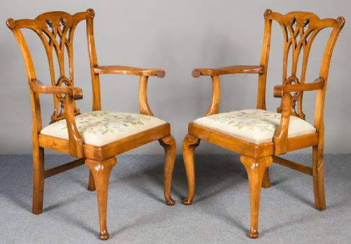 Pair of Chippendale Style Elbow Chairs