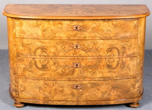 Superb French Burr Walnut Commode Chest of Drawers