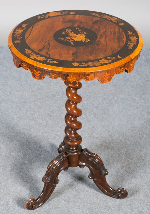 Antique Rosewood and Marquetry Occasional Table