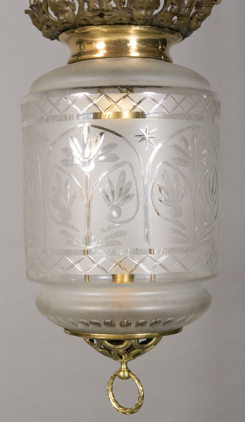 fig 1. Brass & Cut Glass Adjustable Hall Lantern