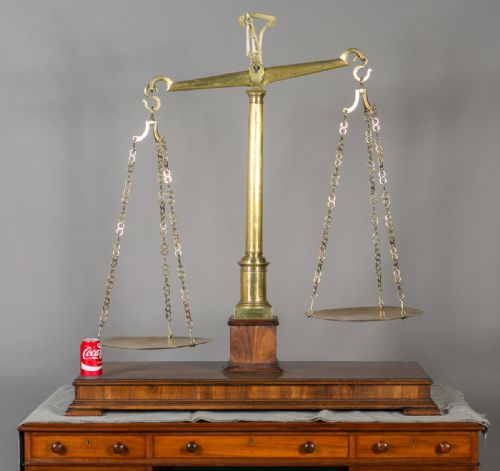 Very Large 19th.c. Brass and Walnut Scales