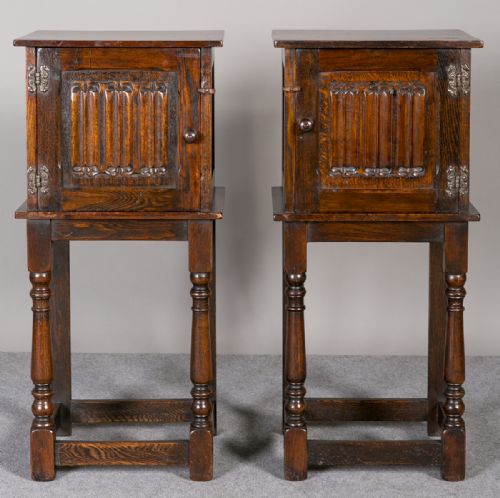 Pair Oak Bedside Cabinets