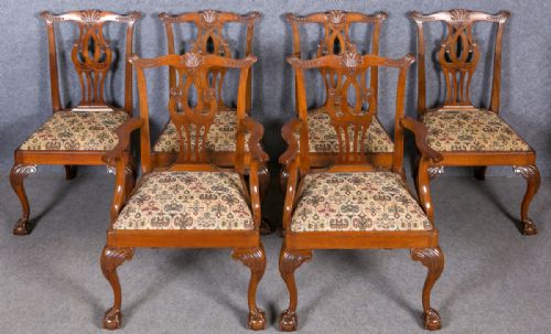 Set of 6 Chippendale Style Dining Chairs