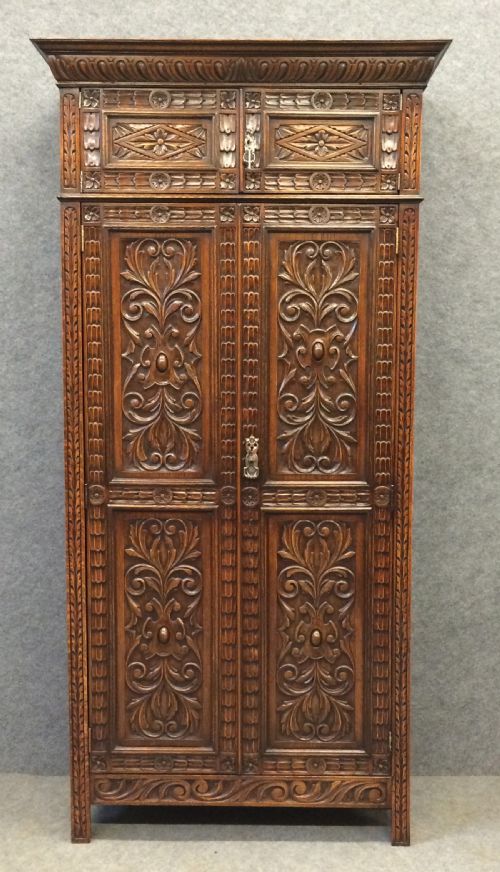Antique Carved Oak Hall Robe