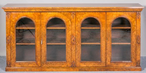 Good Quality Victorian Burr Walnut Bookcase