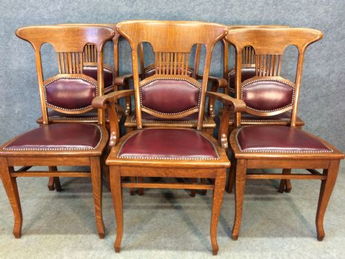 Set of 6 (4+2) Arts and Crafts Dining Chairs