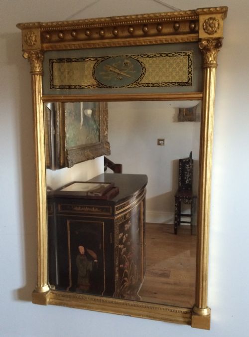Regency Verre Eglomise Gilt Gesso Mirror.