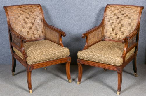 Pair of Regency Style Bergere Armchairs