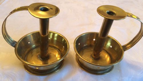 Pair of Arts & Crafts Brass Chambersticks