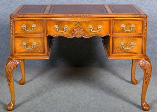 Burr Walnut Queen Anne Style Desk