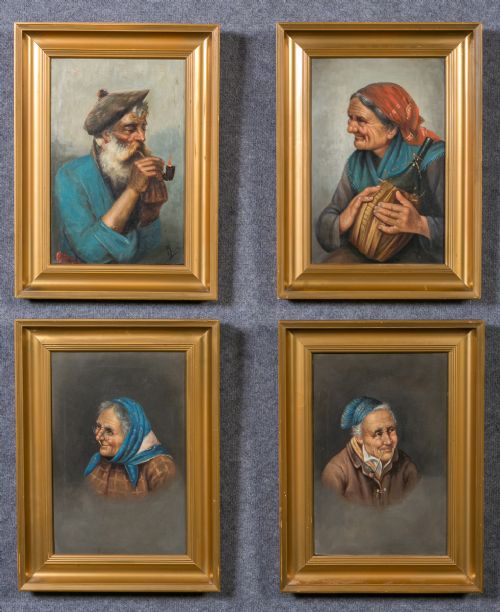 4 Charming  Antique Character Portraits