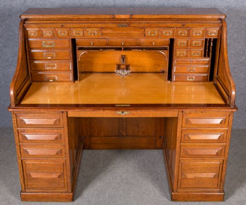 Grand Oak Roll Top Desk