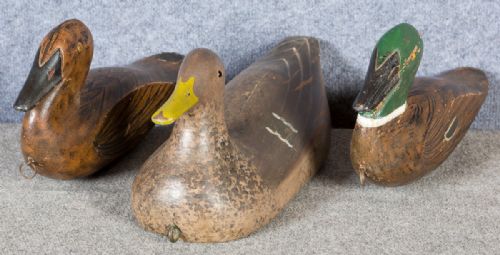 3 Carved Decoy Ducks