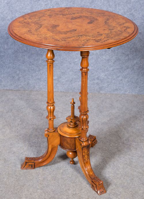 Victorian Burr Walnut and Inlaid Occasional Table