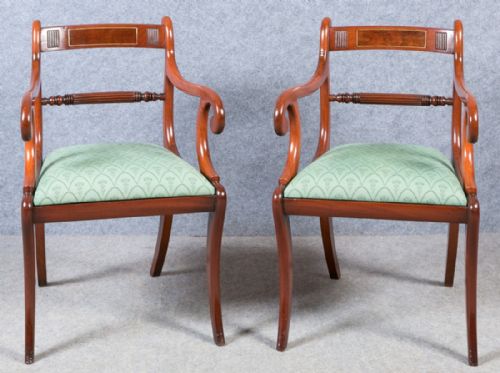 Elegant Pair of Regency Elbow Chairs