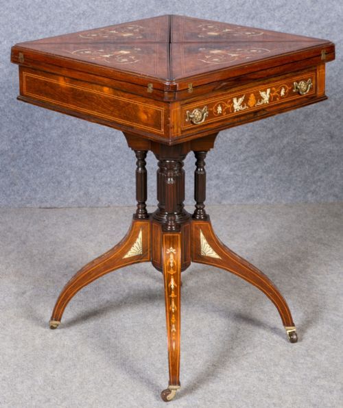 Fine Envelope Inlaid Card Table