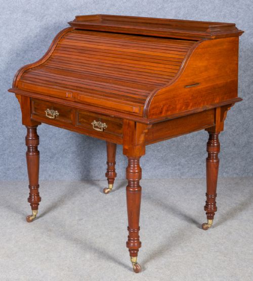 Victorian Walnut Roll Top Desk