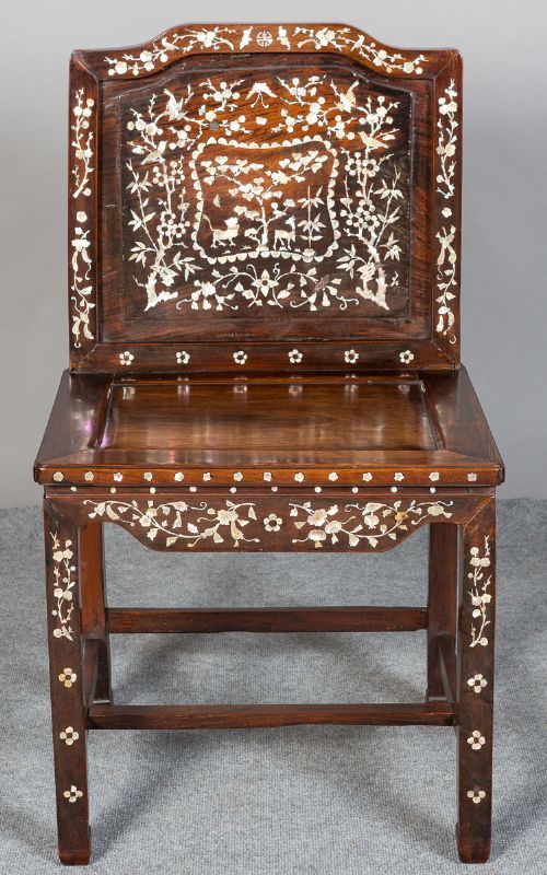Chinese Hardwood and Inlaid Chair