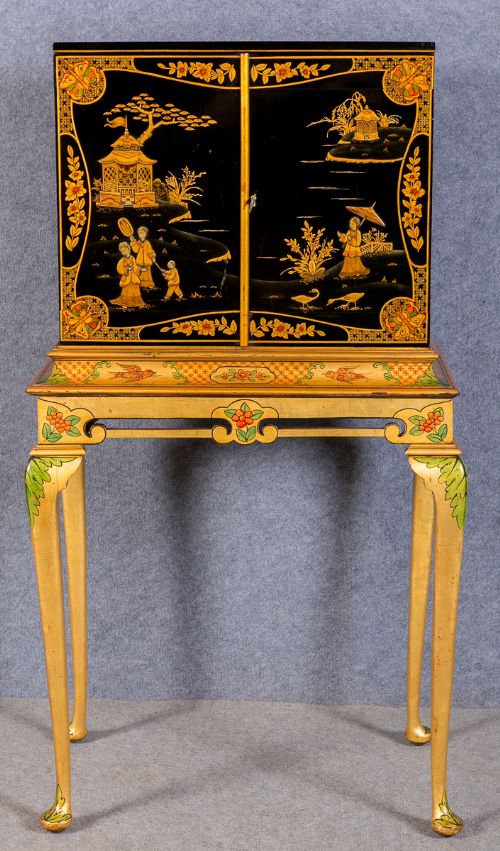 Chinoiserie Lacquer Cabinet on Stand