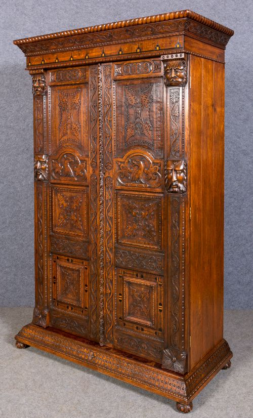 Carved Oak Compactum Wardrobe