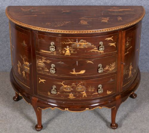Chinoiserie Demi Lune Secretaire Side Cabinet