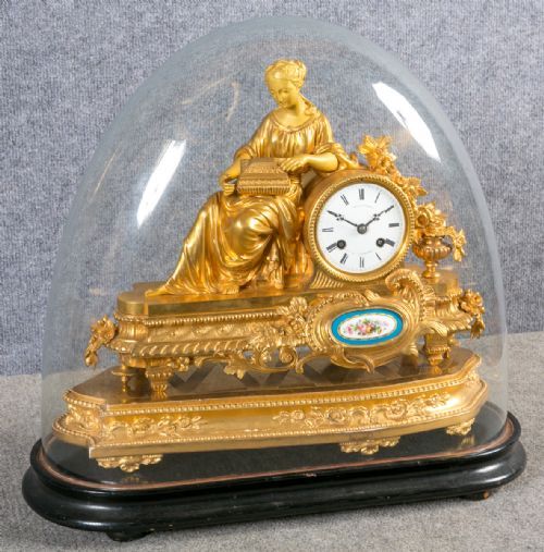 Antique French Ormolu and Porcelain Clock