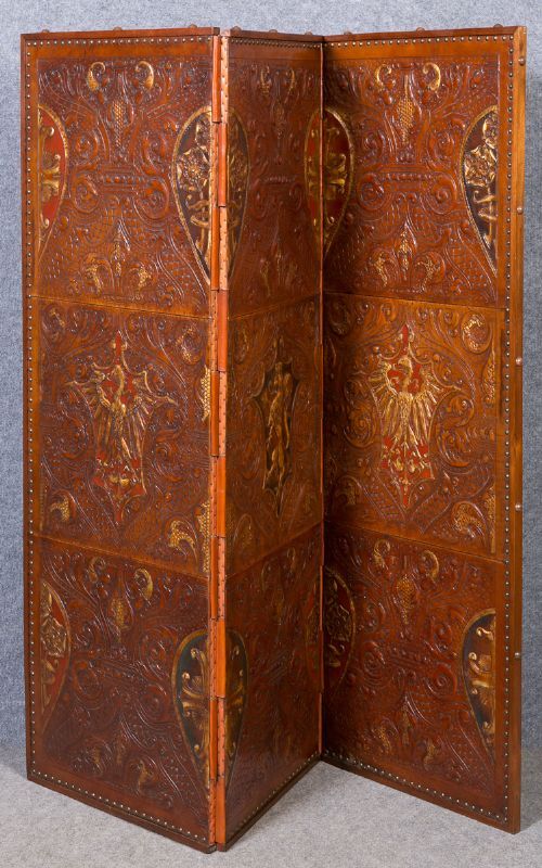 3 Fold Heraldic Screen Room Divider
