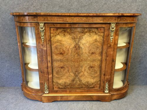 Burr Walnut Inlaid Side Cabinet / Credenza