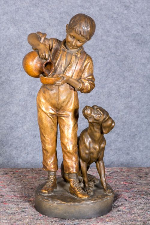 Goldscheider Figure of Boy and Dog