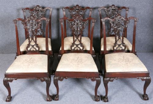Set of 6 Chippendale Style Dining Chairs.