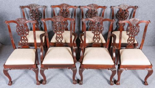 Set of 8 Chippendale Style Dining Chairs