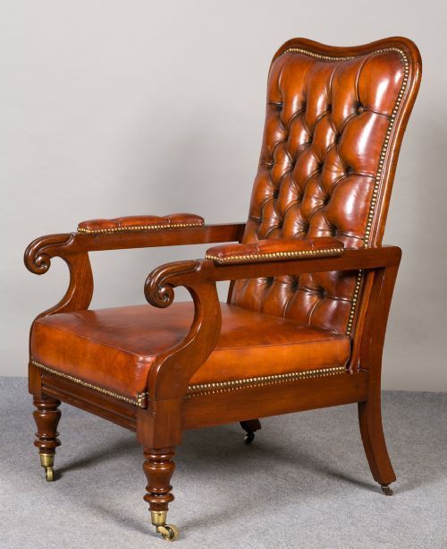 Antique Leather Reclining Armchair