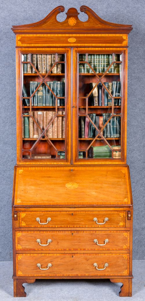 Edwardian Inlaid Bureau Bookcase