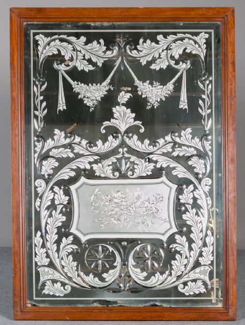 19th.c. Engraved & Cut Glass Mirror