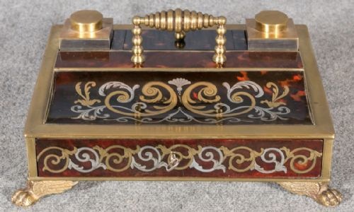 Antique Boulle Desk Stand / Ink Stand