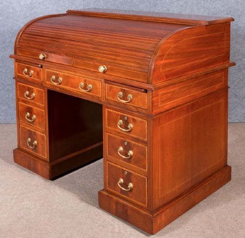 Maple & Co. Edwardian Roll Top & Inlaid Desk
