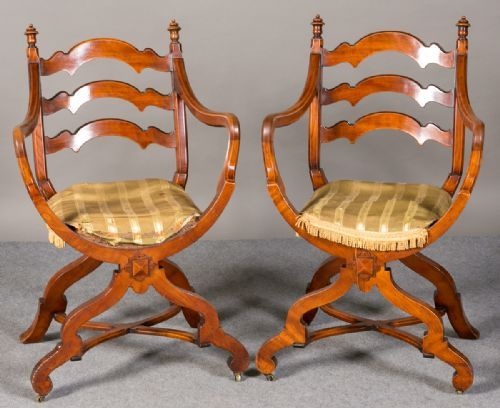 Pair of X Frame Elbow `Chairs