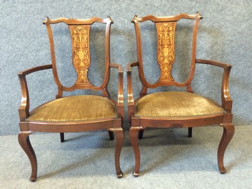 Pair of Gillows Inlaid Parlour Chairs