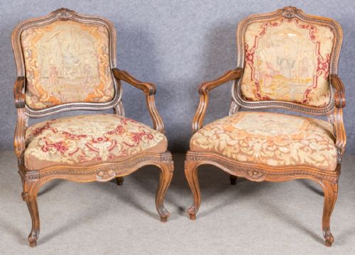 Pair of French Open Armchairs