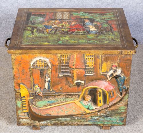 fig 1. Brass & Painted Log Box & Fire Screen