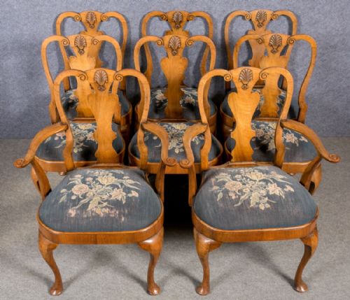 Fine Set of 8 Queen Anne Style Dining Chairs