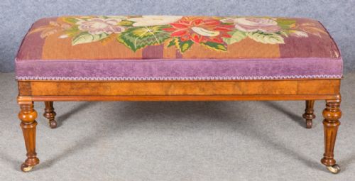 Victorian Walnut Window Seat / Stool