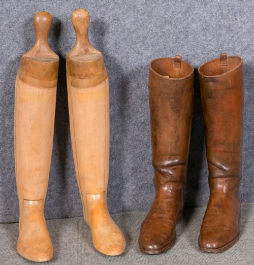 Pair of Antique Riding Boots & Trees