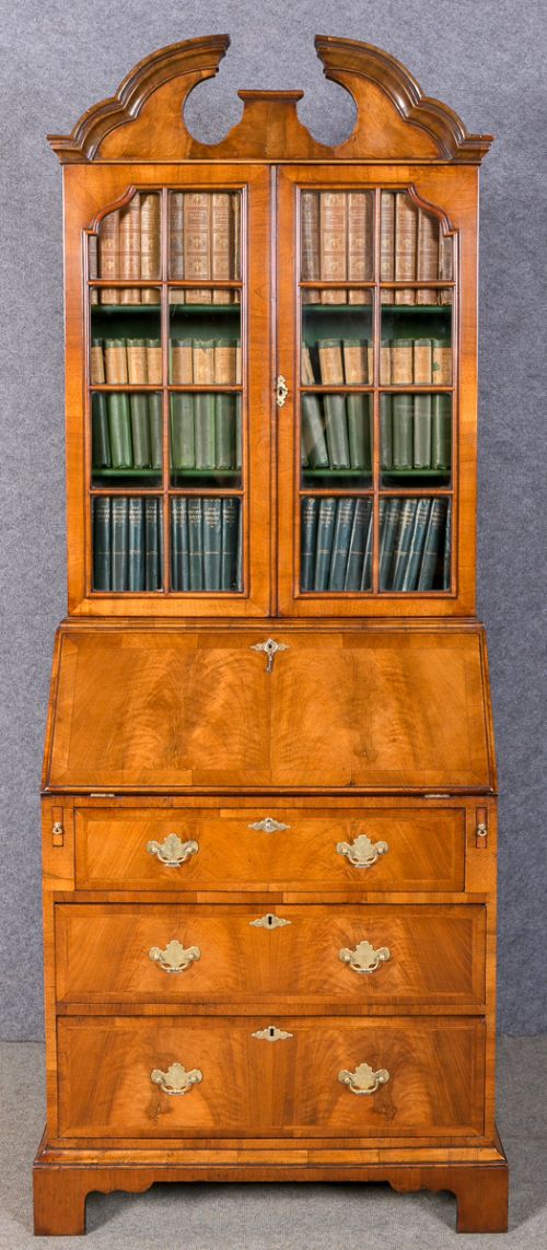 18th.c. Style Walnut Bureau Bookcase