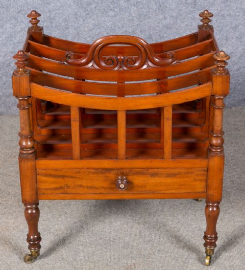Antique Mahogany Canterbury Magazine Rack.