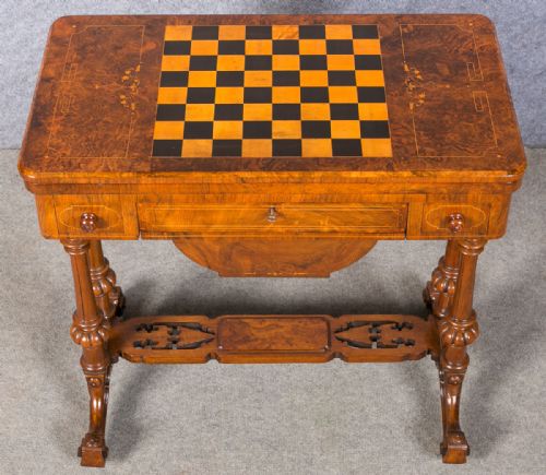 Fine Victorian Walnut Work & Games Table